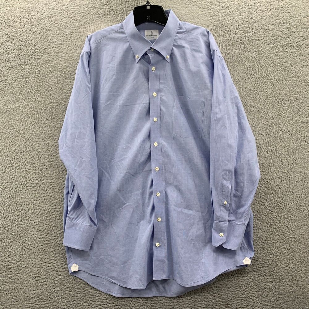 EMANUEL BERG Shirt Mens XL Button Up Long Sleeve Extra Large Custom Blue*